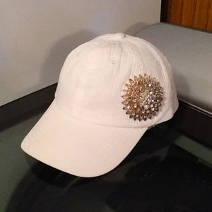 Boutique High Quality 100% Cotton Rhinestone Brooch Hat